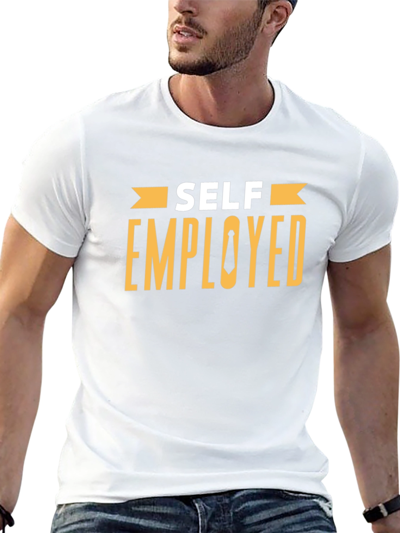 Self Employed T-Shirt - Black Cotton Blend Casual Tee