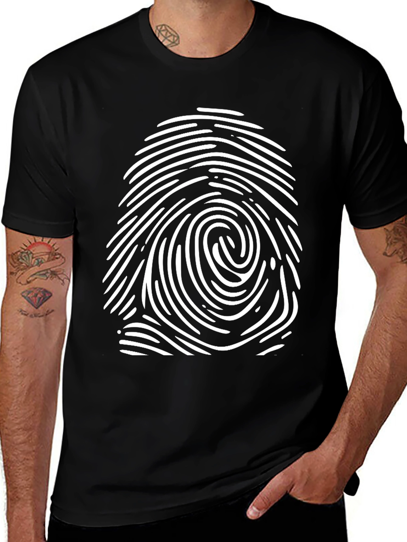 Fingerprint Graphic Black T-Shirt