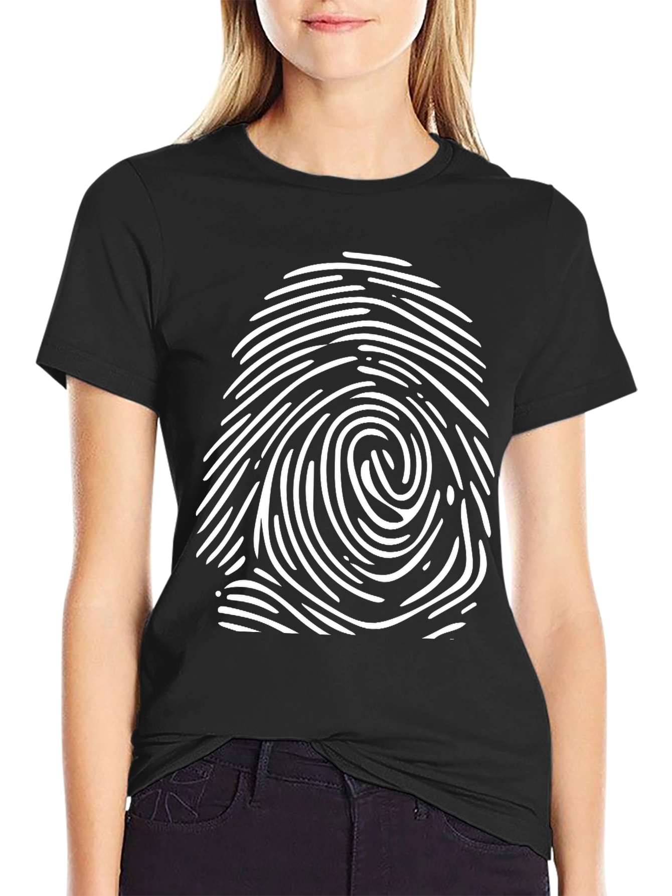 Fingerprint Graphic Black T-Shirt