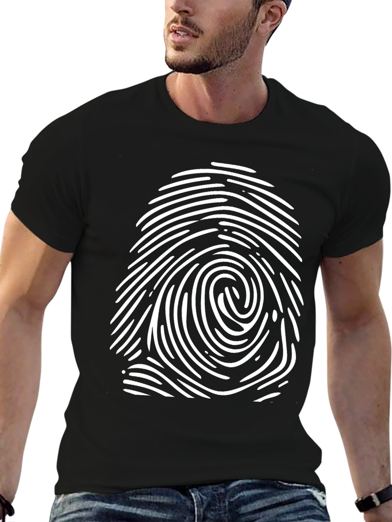 Fingerprint Graphic Black T-Shirt