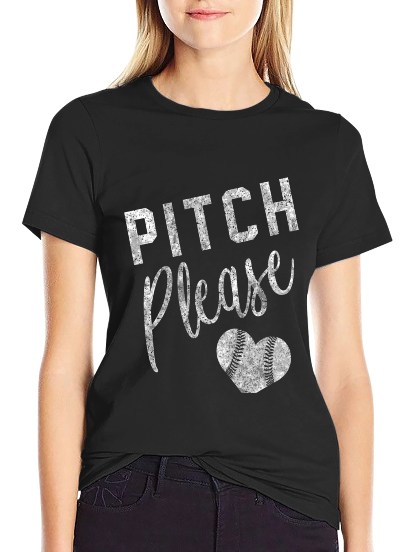 Pitch Please Baseball Heart Graphic Tee