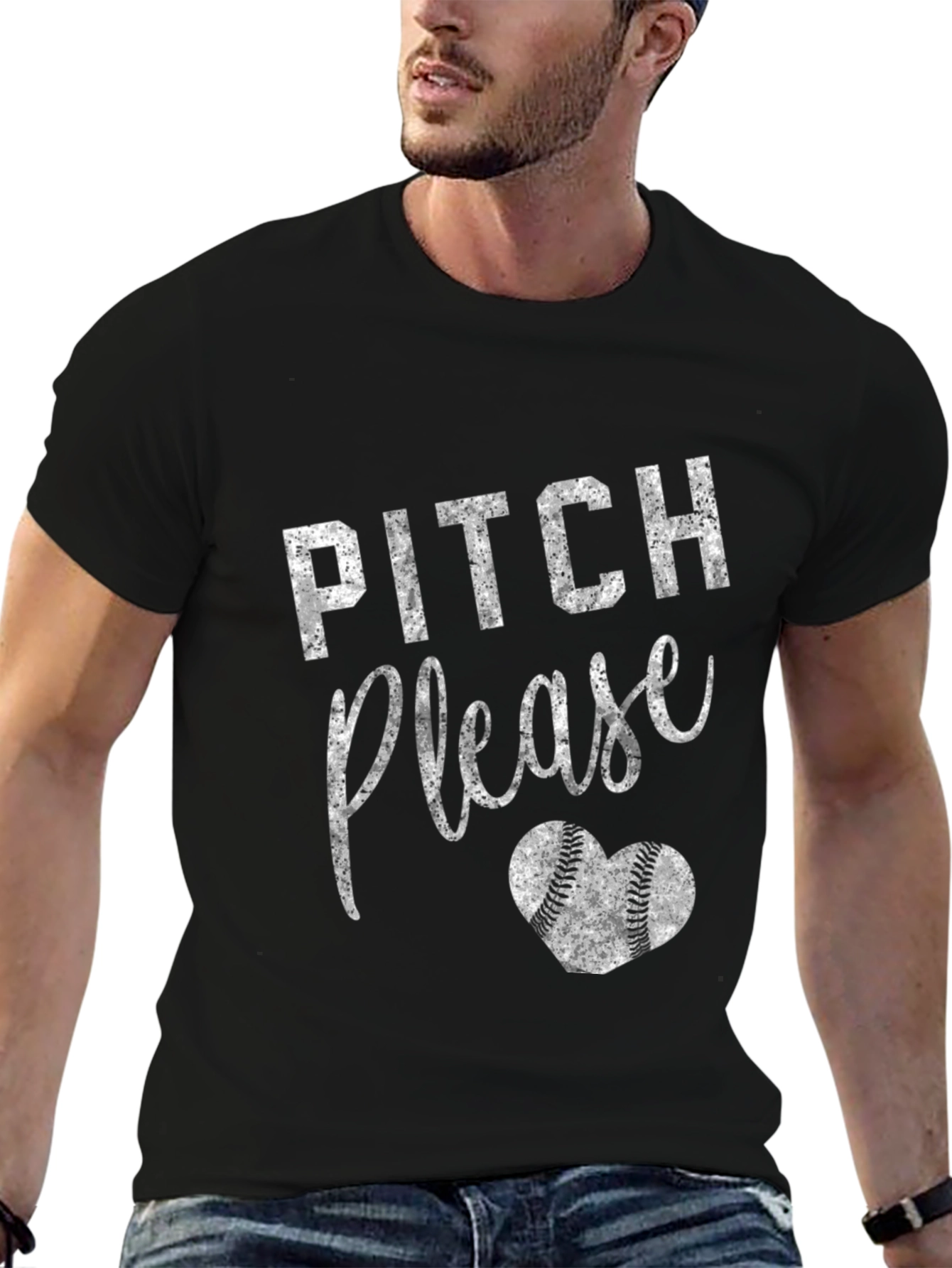 Pitch Please Baseball Heart Graphic Tee