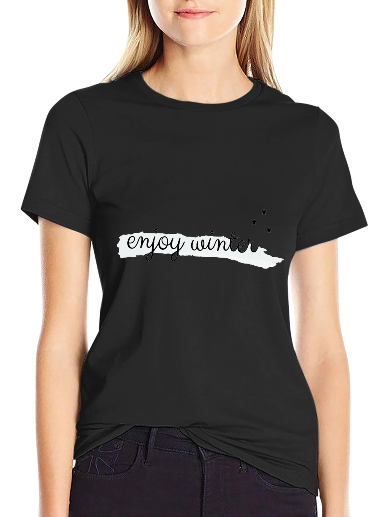 Enjoy Winter Graphic Tee - Unisex Black T-Shirt