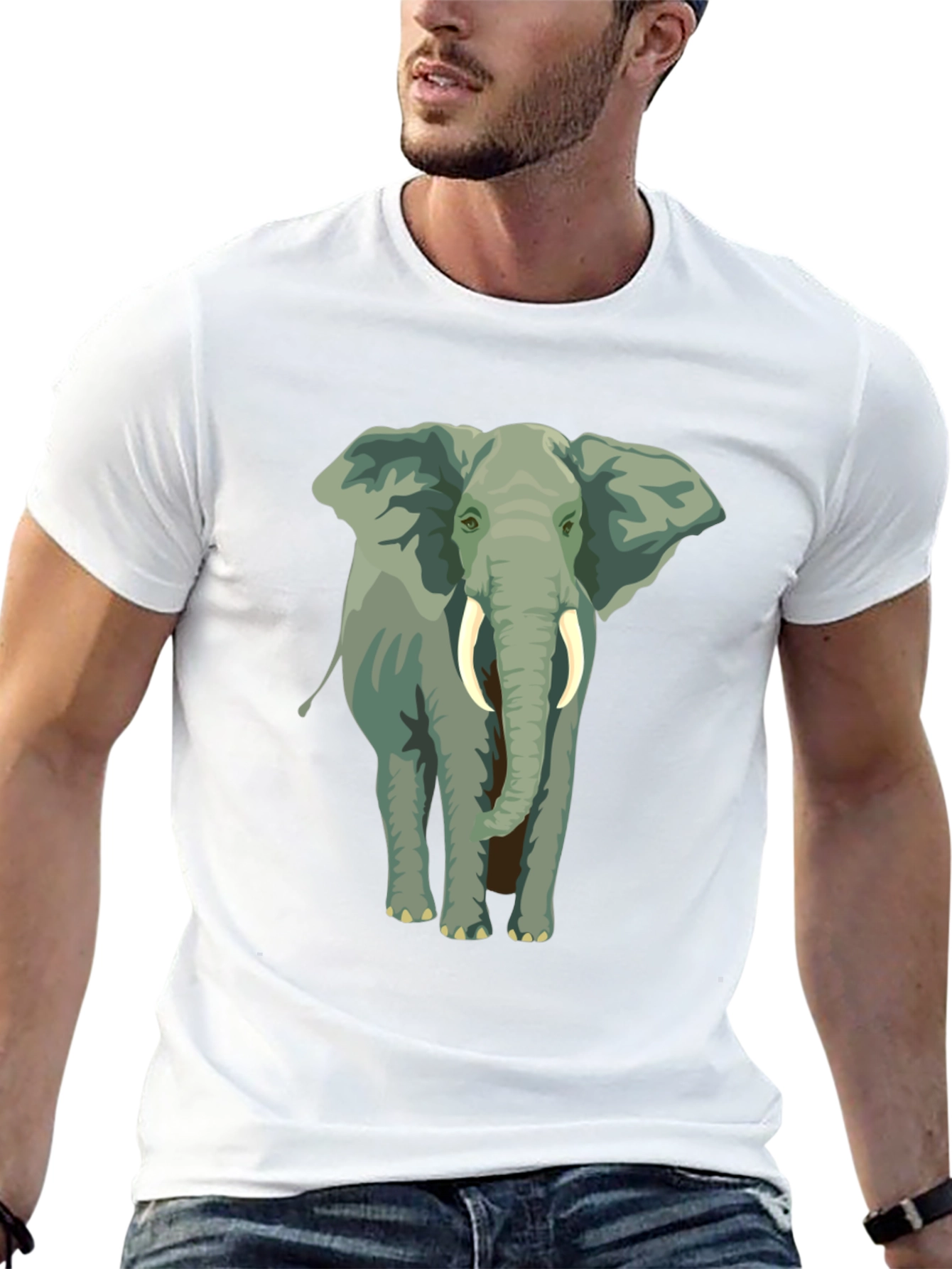 Elephant Graphic Tee - Black Cotton Casual Wear