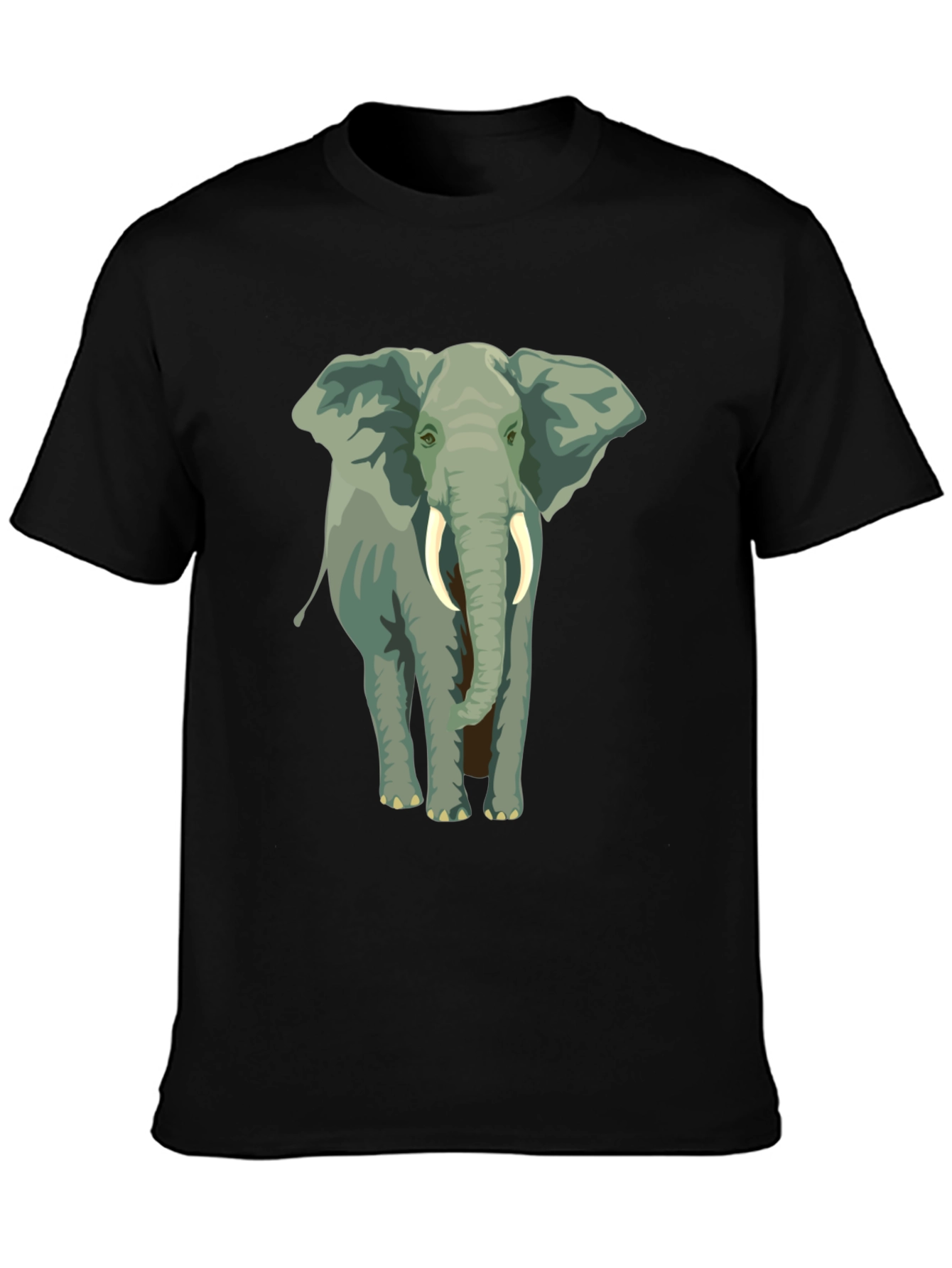 Elephant Graphic Tee - Black Cotton Casual Wear