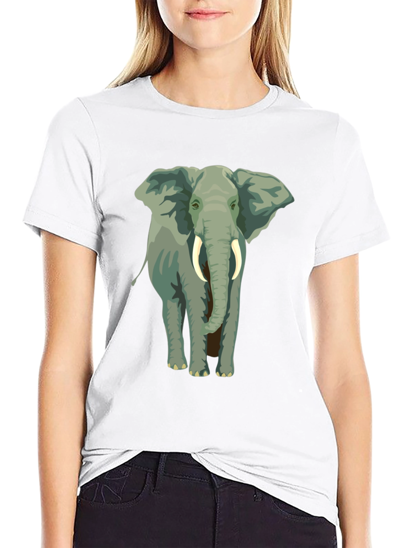 Elephant Graphic Tee - Black Cotton Casual Wear