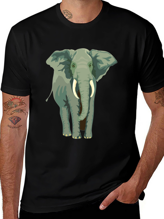 Elephant Graphic Tee - Black Cotton Casual Wear