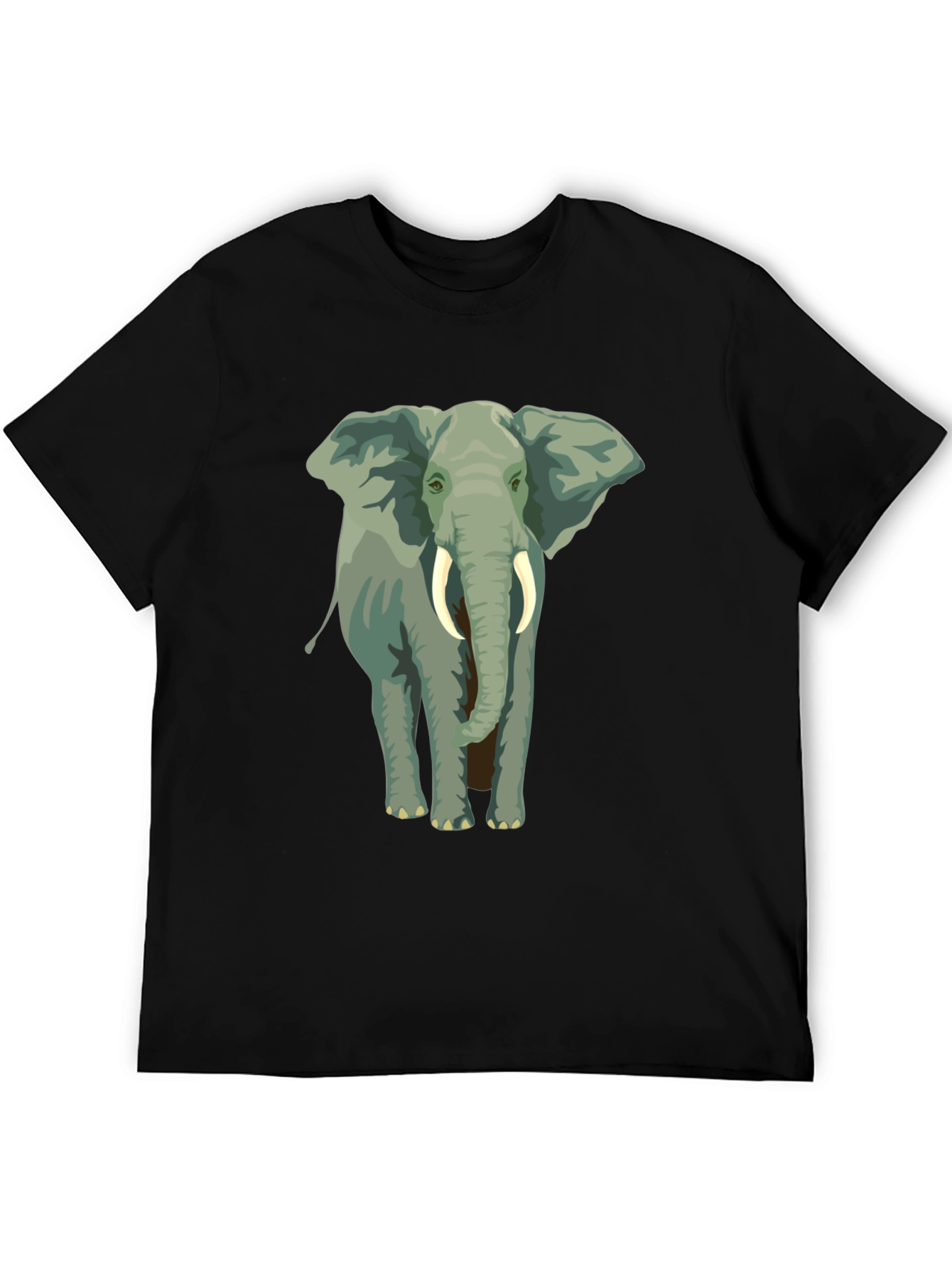 Elephant Graphic Tee - Black Cotton Casual Wear