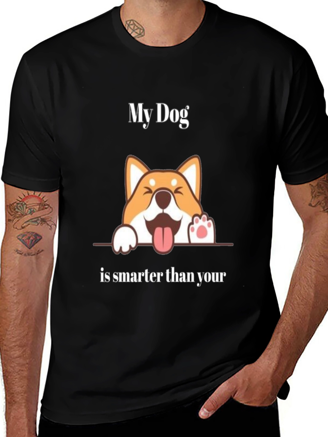 Funny Dog Graphic T-Shirt - My Dog is Smarter
