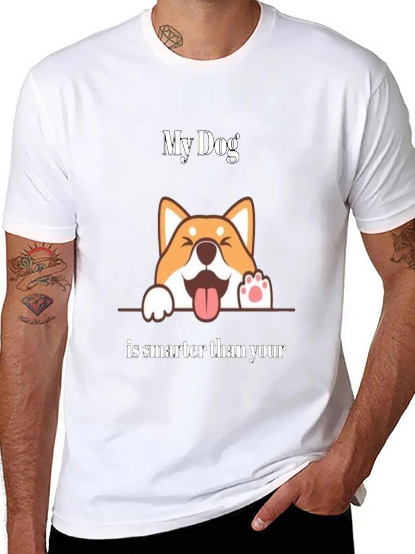 Funny Dog Graphic T-Shirt - My Dog is Smarter