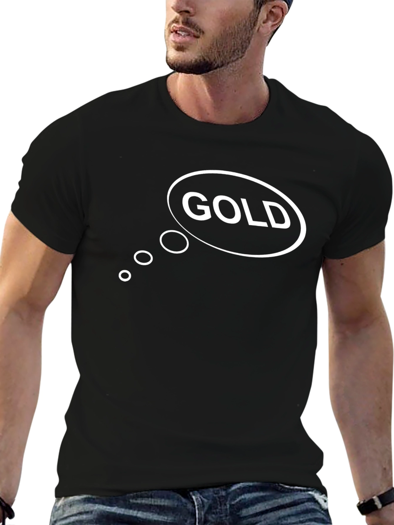 Gold Thought Bubble Black T-Shirt