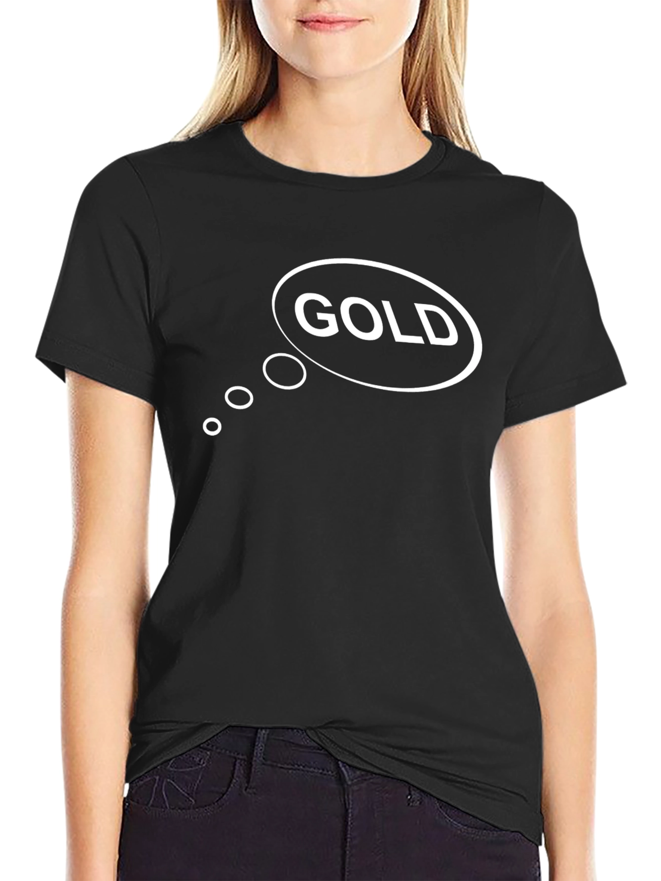 Gold Thought Bubble Black T-Shirt
