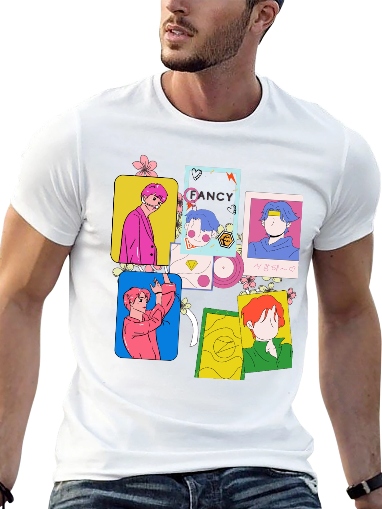 Funky K-Pop Inspired Graphic Print Black T-Shirt