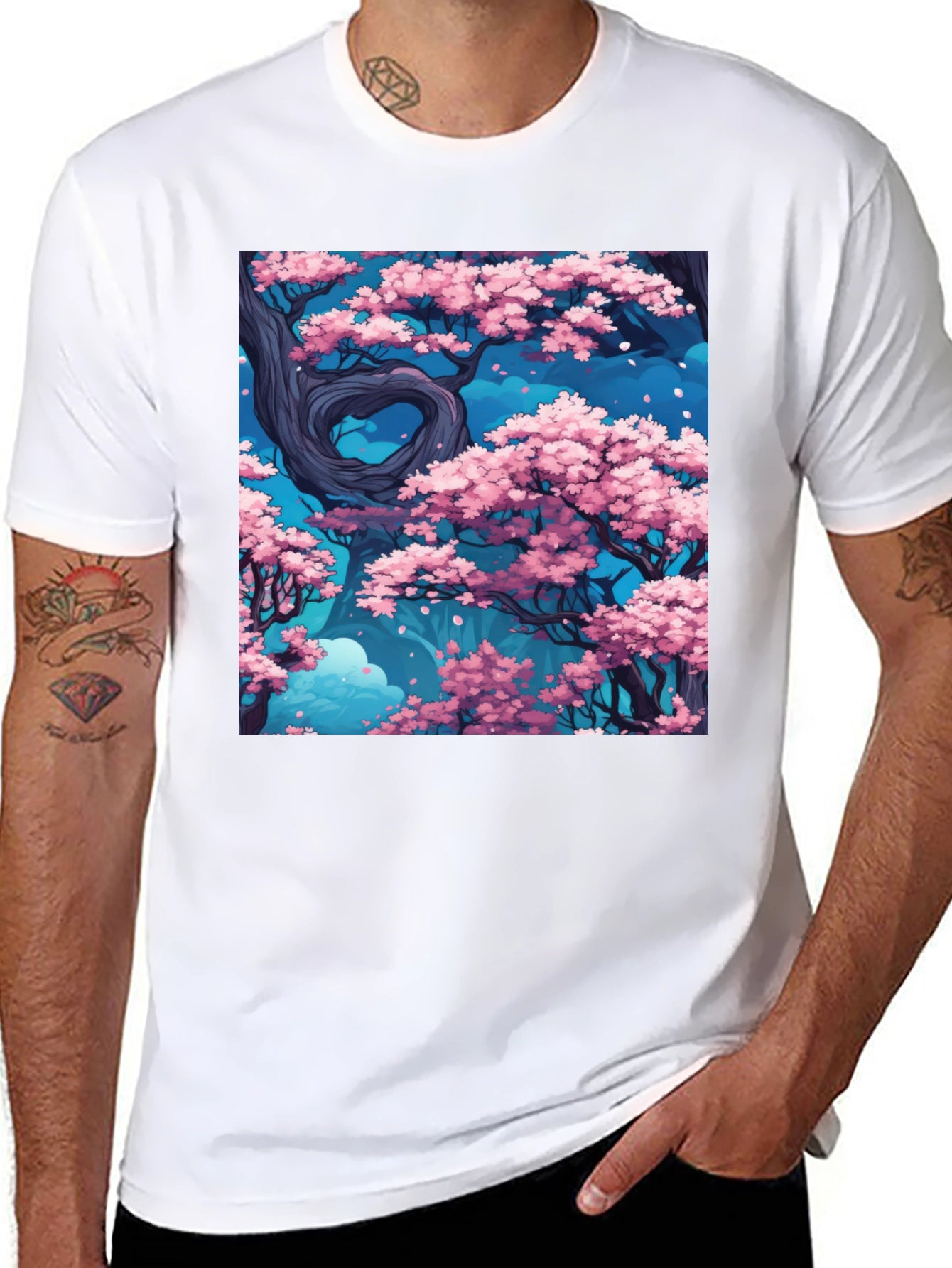 Sakura Tree Graphic Black T-Shirt
