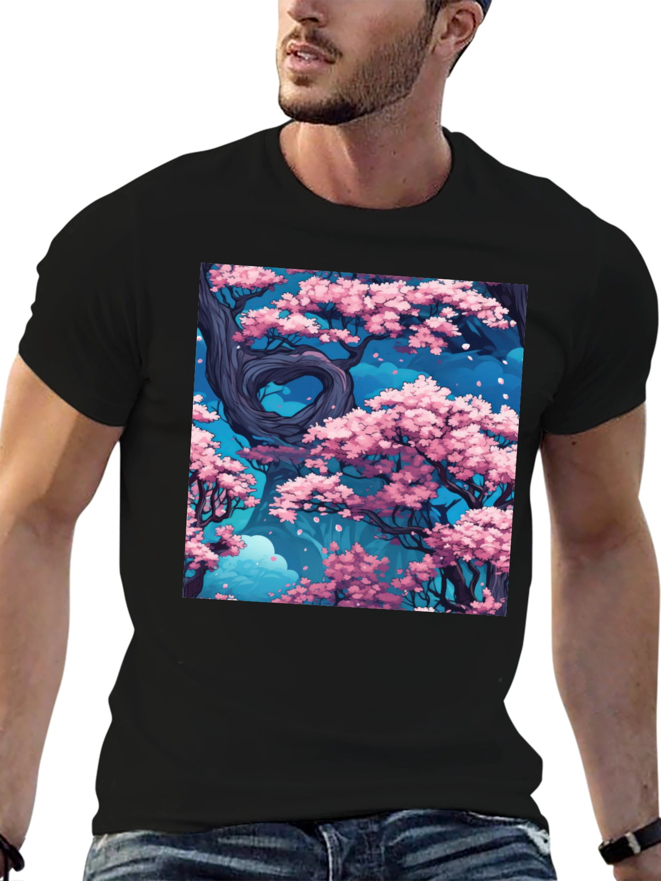 Sakura Tree Graphic Black T-Shirt