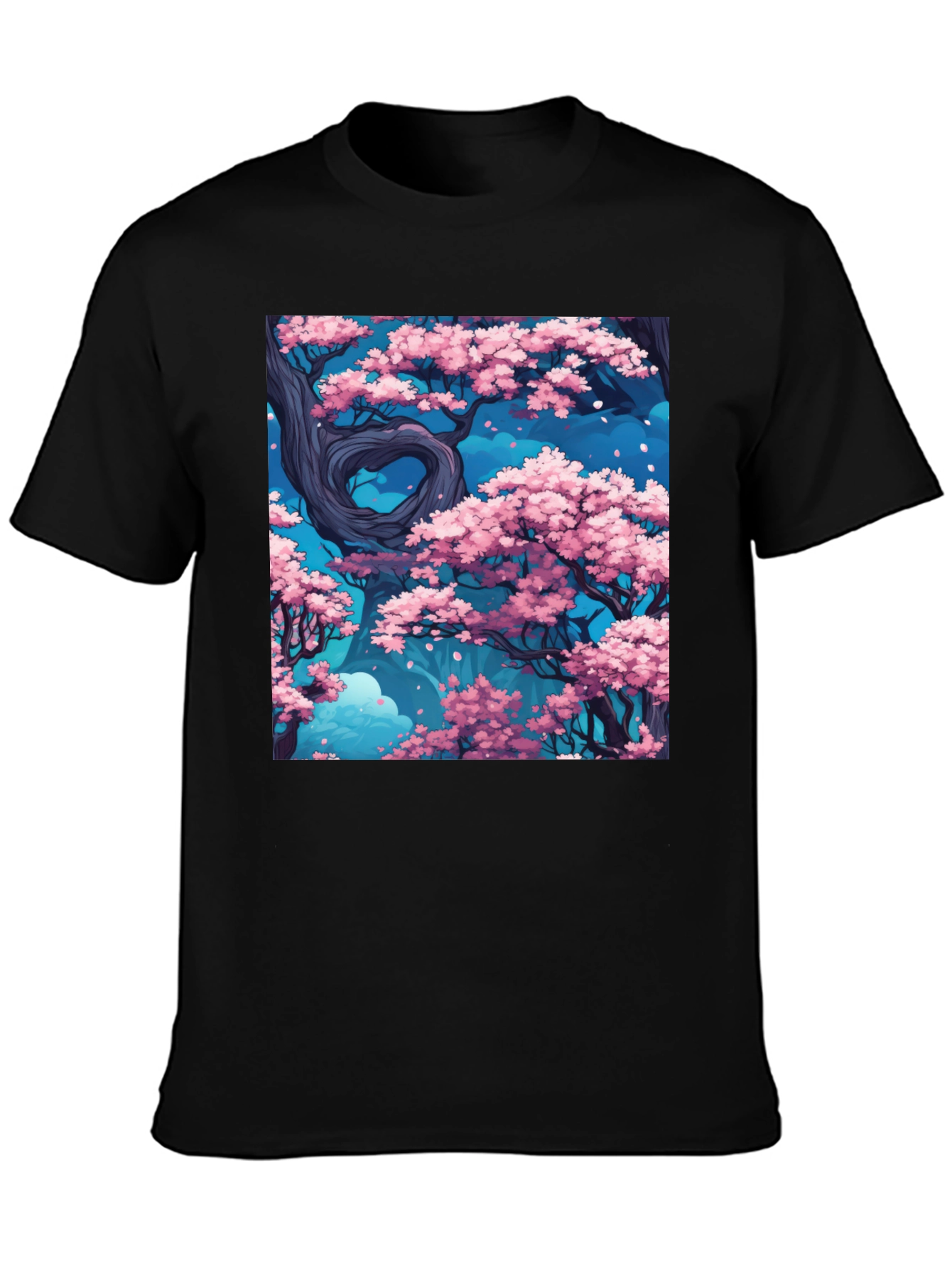 Sakura Tree Graphic Black T-Shirt