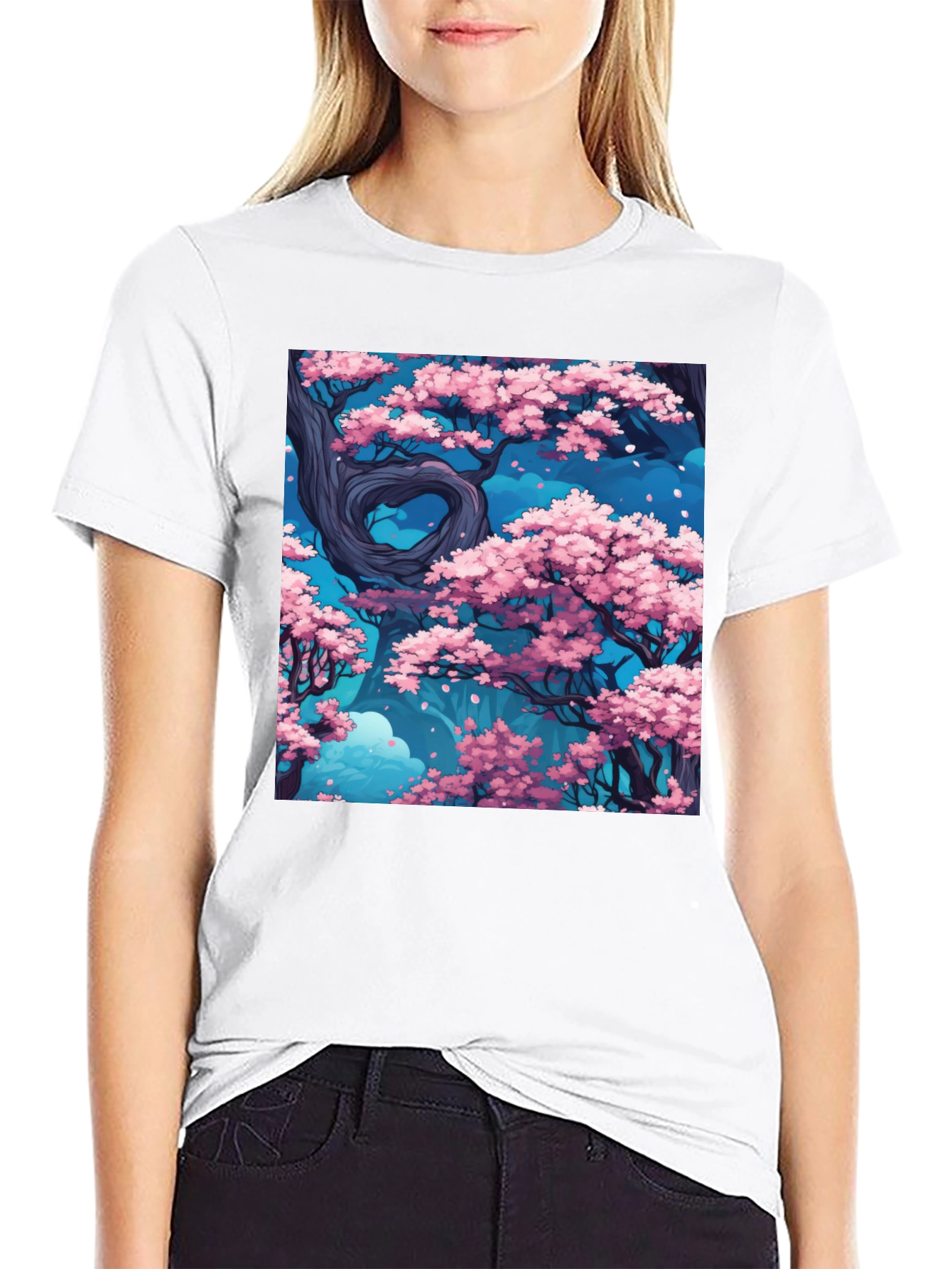 Sakura Tree Graphic Black T-Shirt