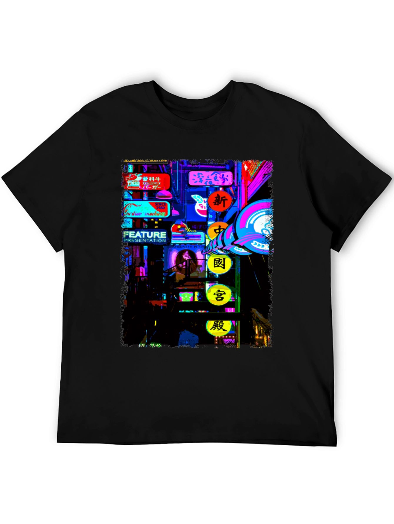 Neon Cityscape Graphic Tee - Modern Style