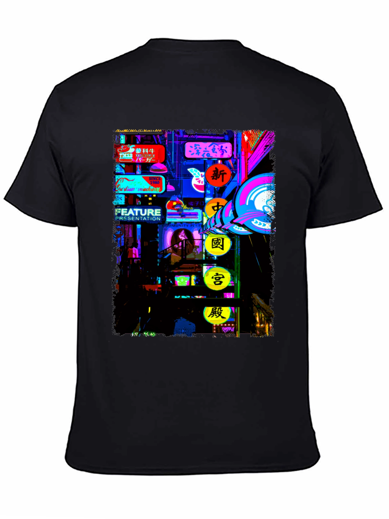 Neon Cityscape Graphic Tee - Modern Style