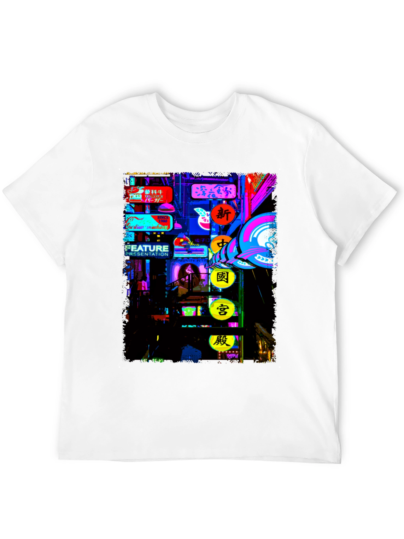Neon Cityscape Graphic Tee - Modern Style