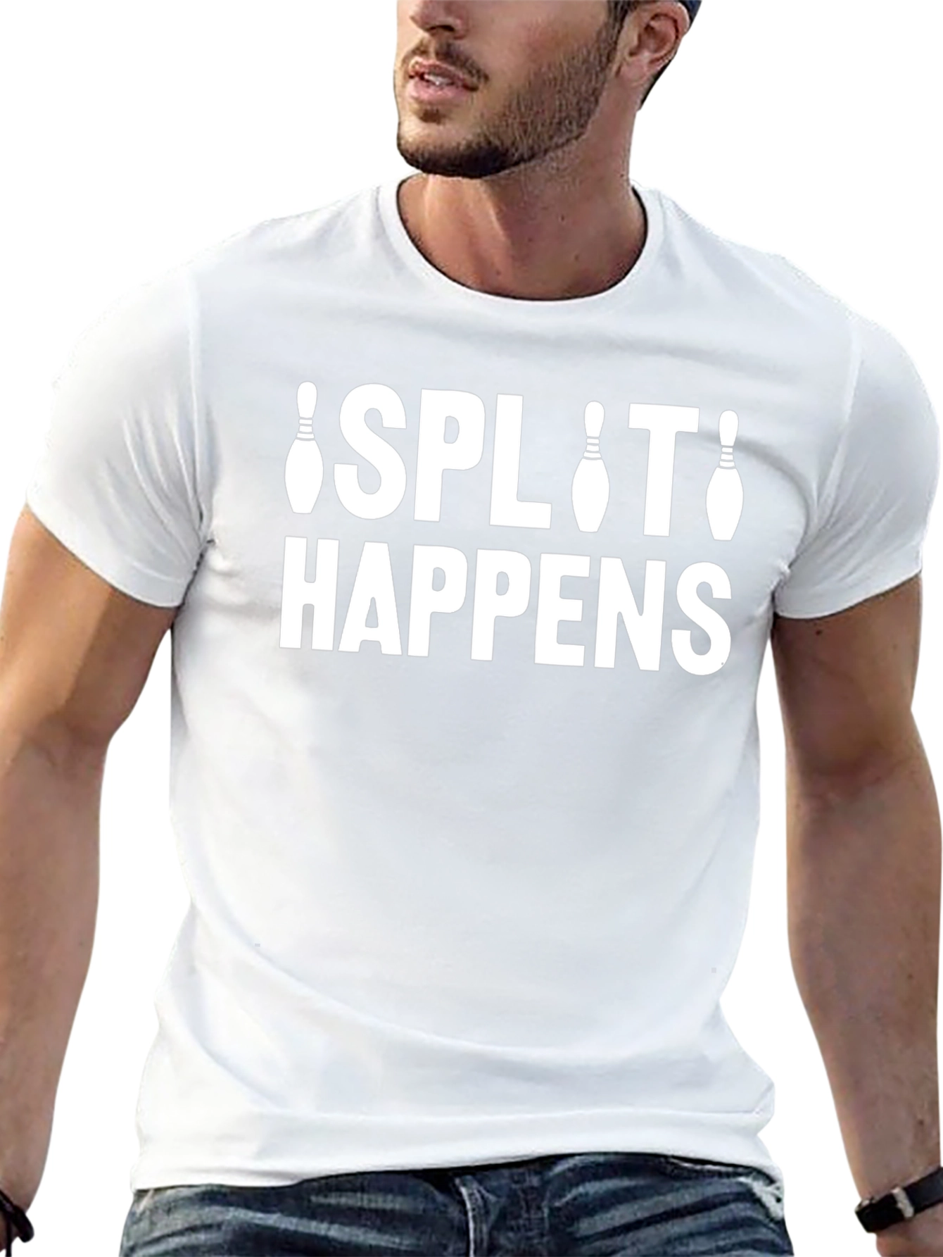 Split Happens Bowling T-Shirt - Black Crew Neck Tee