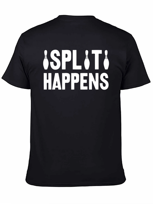 Split Happens Bowling T-Shirt - Black Crew Neck Tee