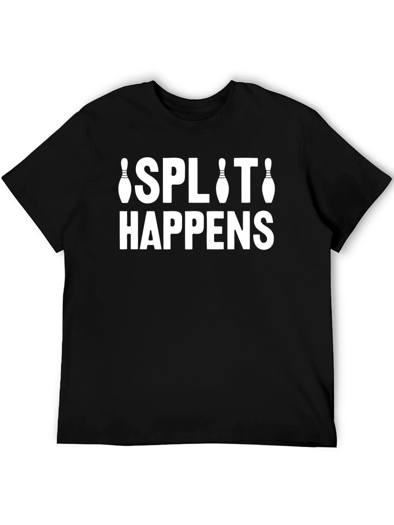Split Happens Bowling T-Shirt - Black Crew Neck Tee
