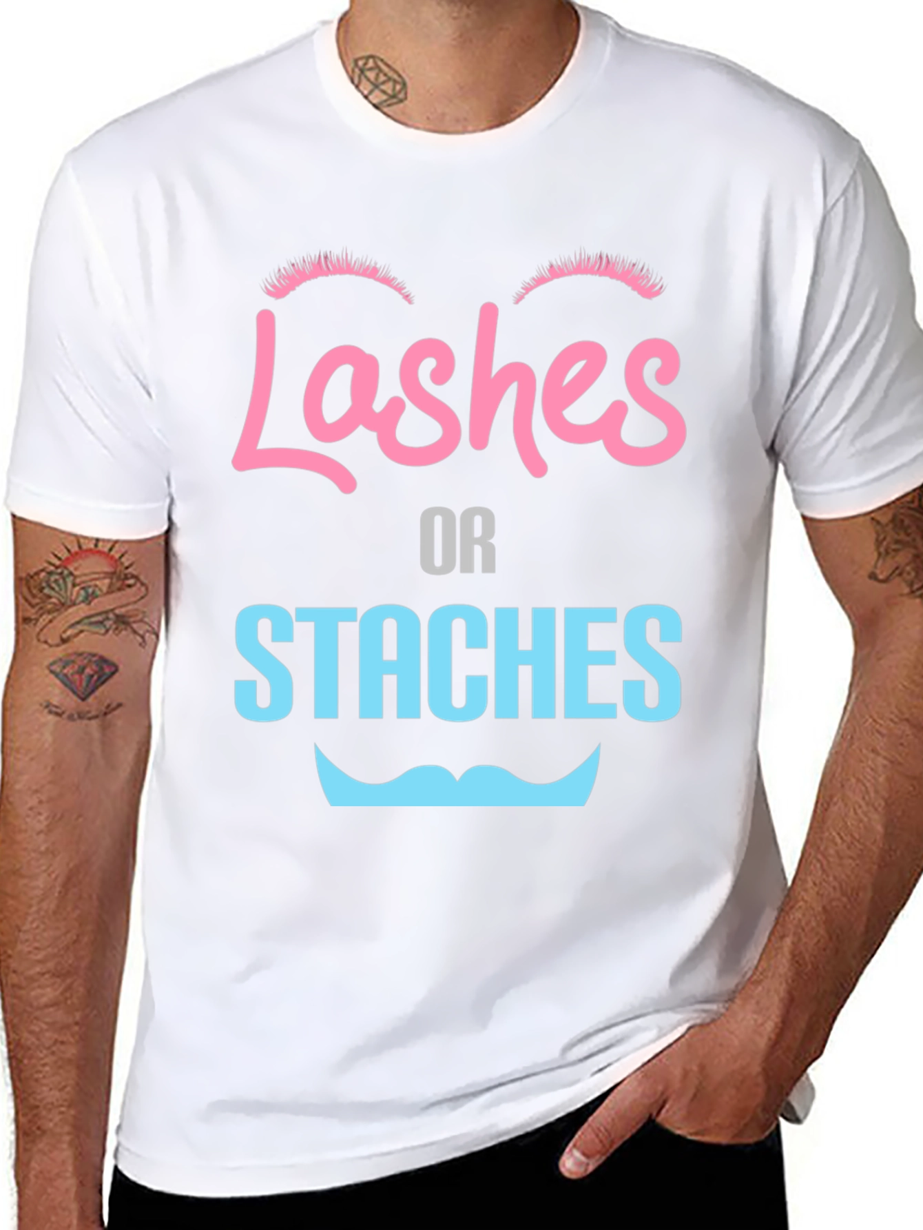 Lashes or Staches Gender Reveal Tee