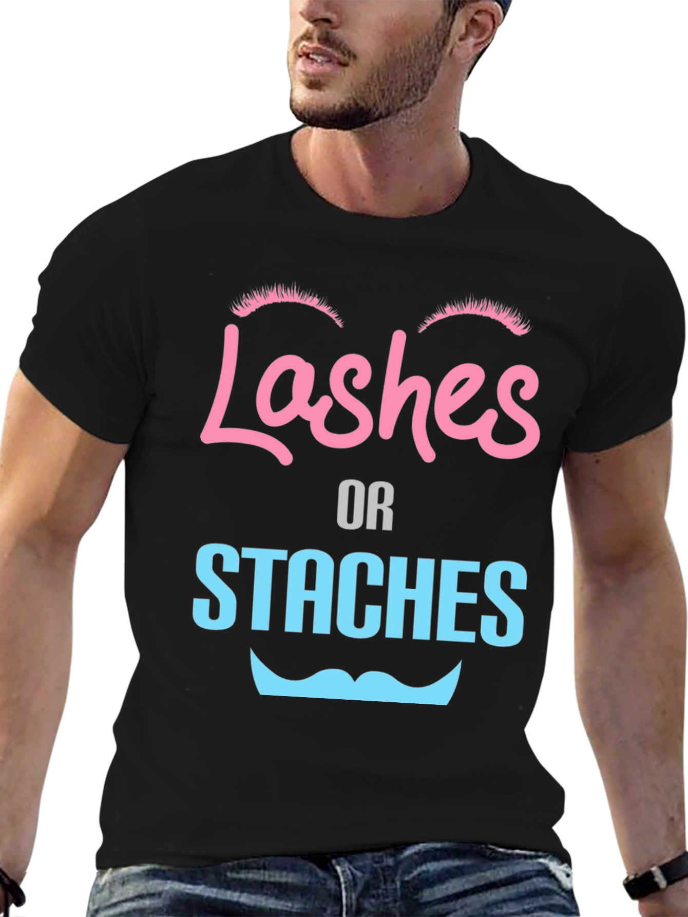 Lashes or Staches Gender Reveal Tee