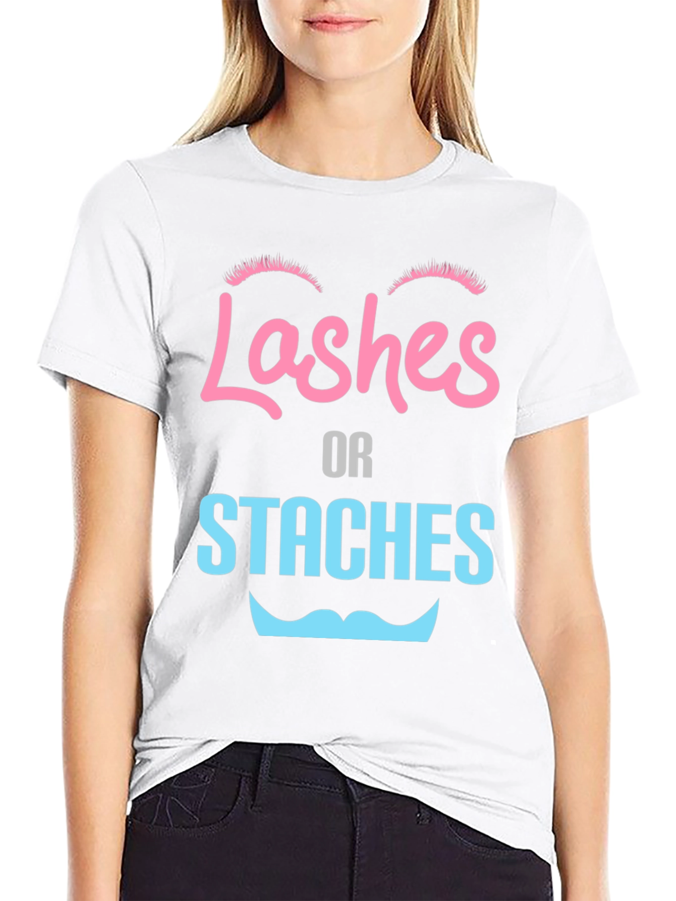 Lashes or Staches Gender Reveal Tee