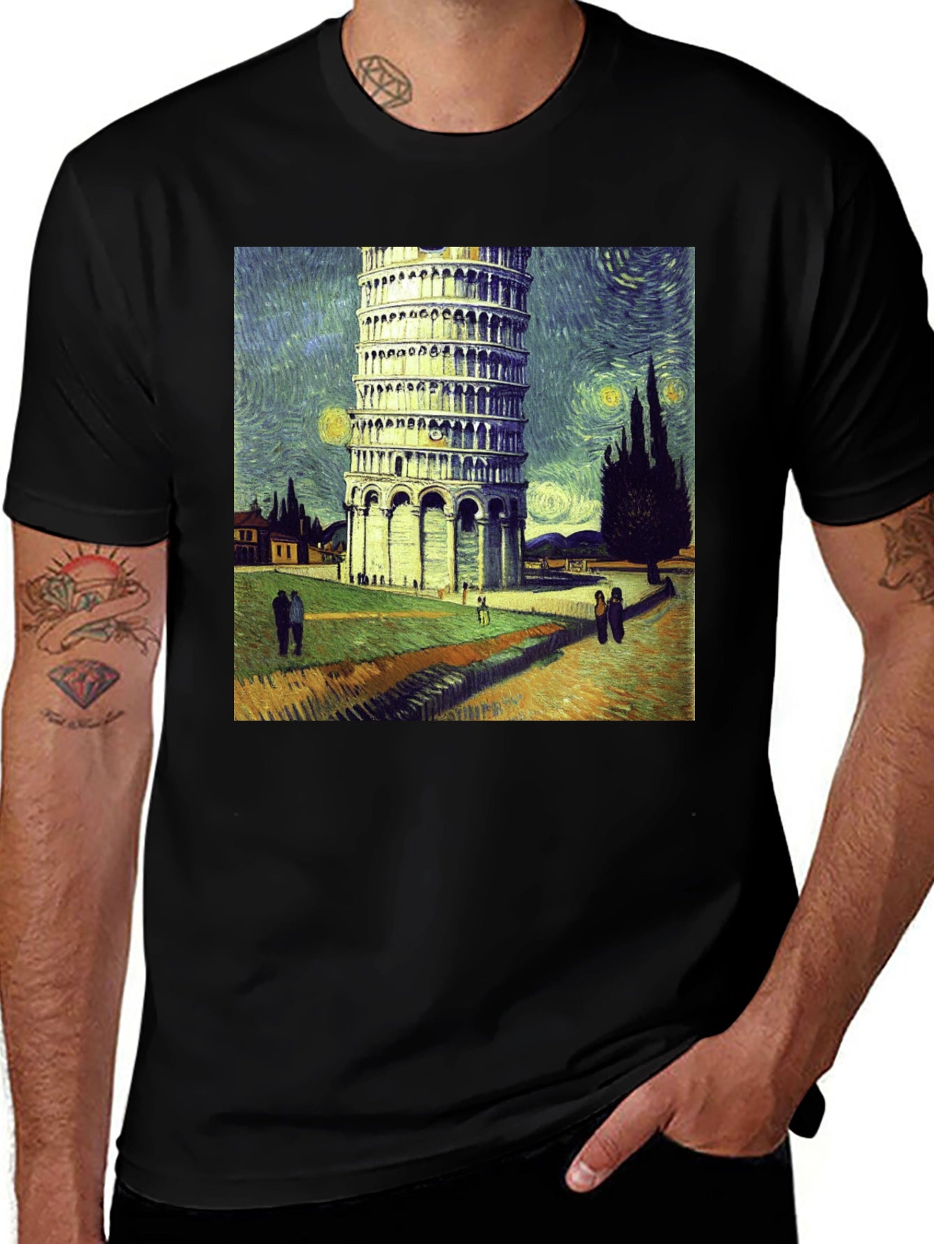Leaning Tower of Pisa Van Gogh Style T-Shirt