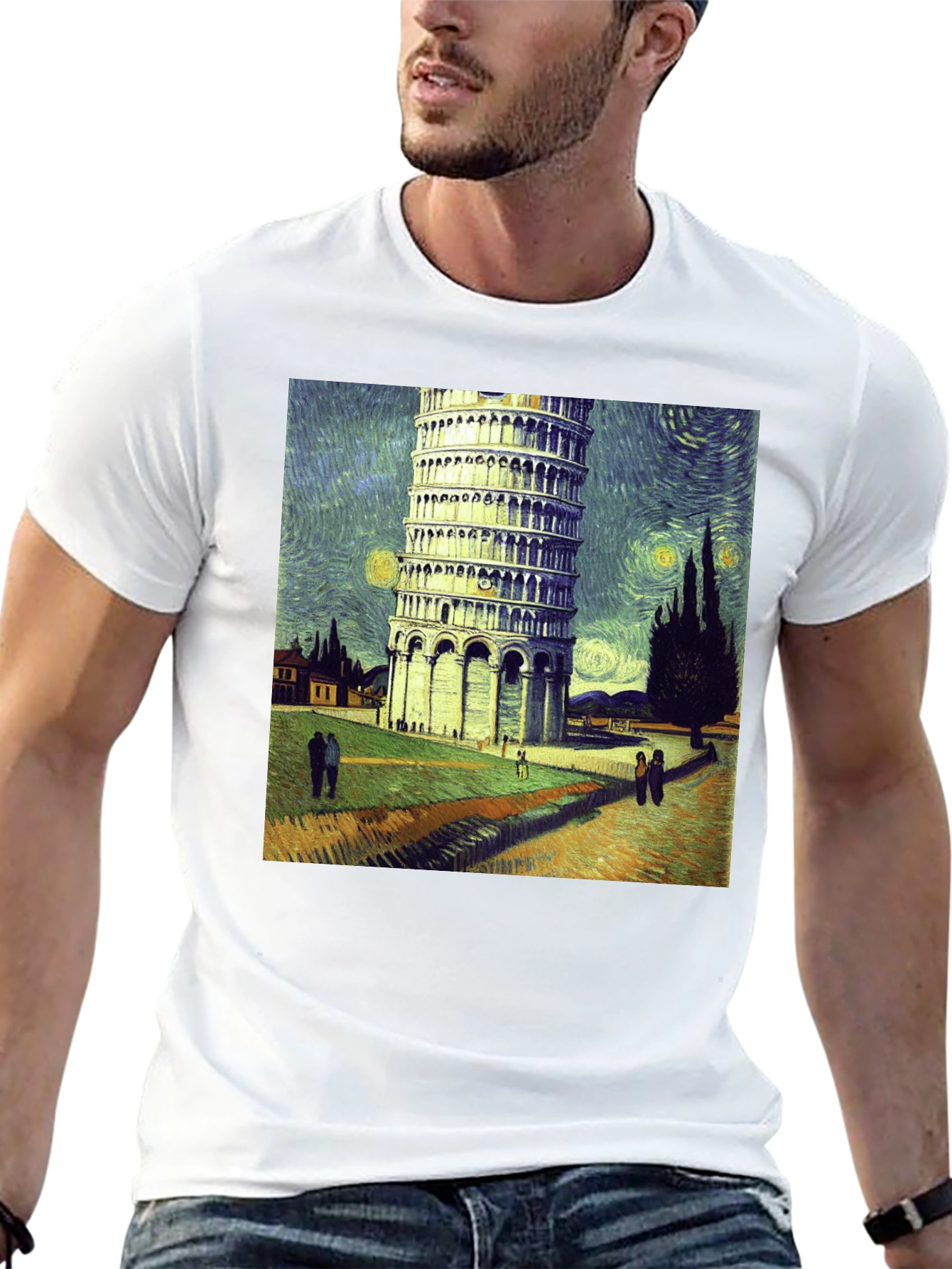 Leaning Tower of Pisa Van Gogh Style T-Shirt
