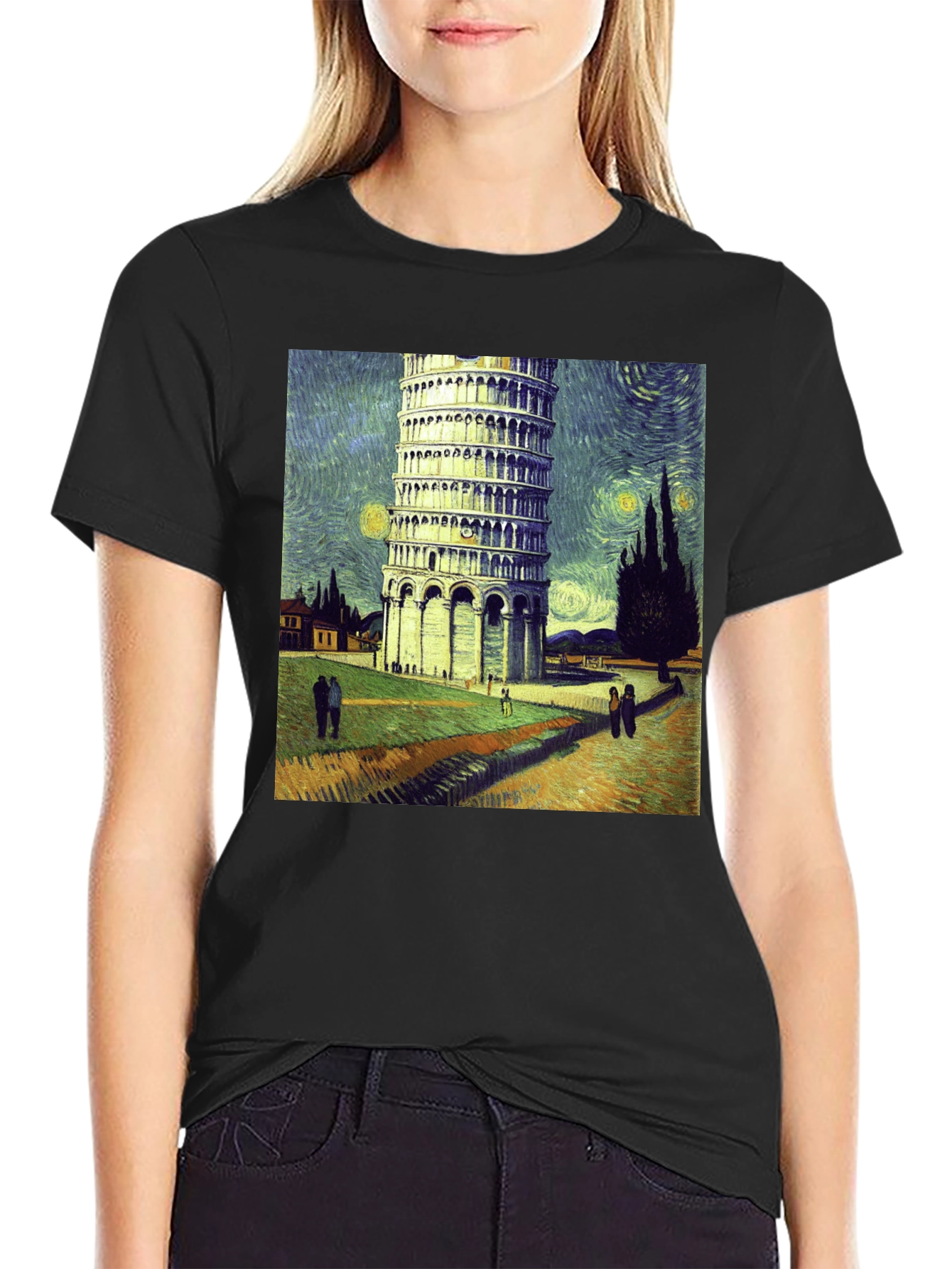 Leaning Tower of Pisa Van Gogh Style T-Shirt