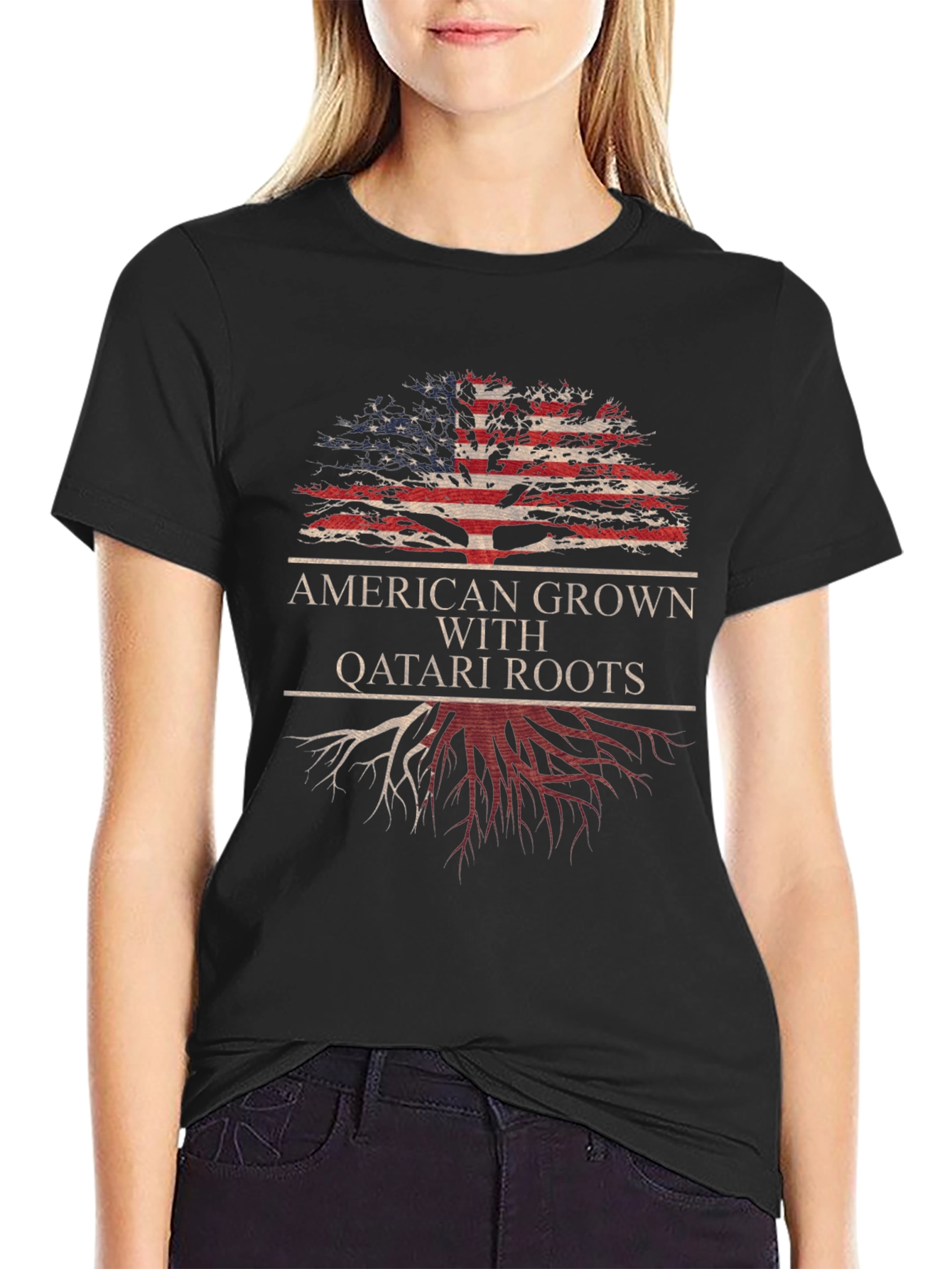 American Grown with Qatari Roots Tree T-Shirt