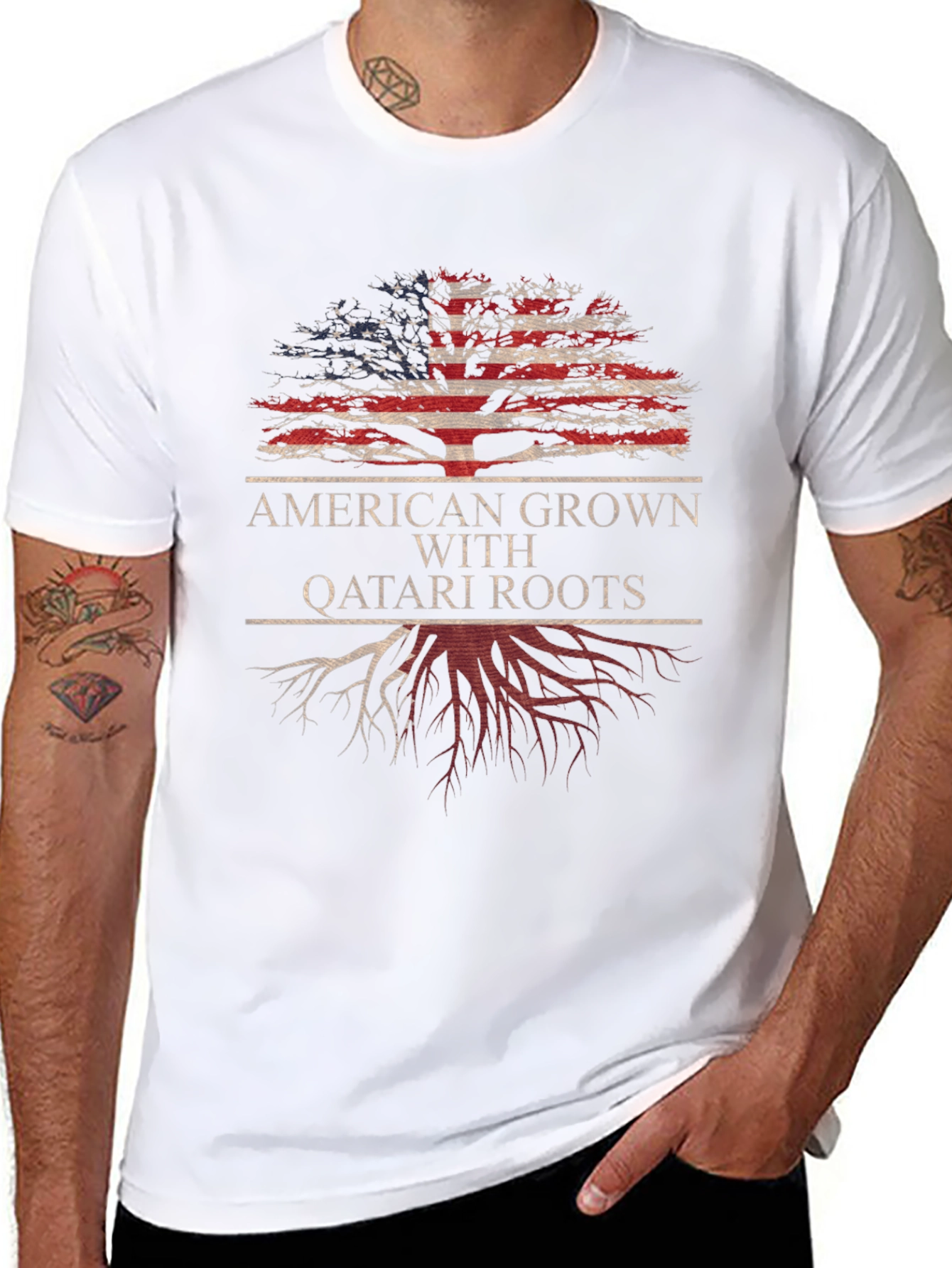 American Grown with Qatari Roots Tree T-Shirt