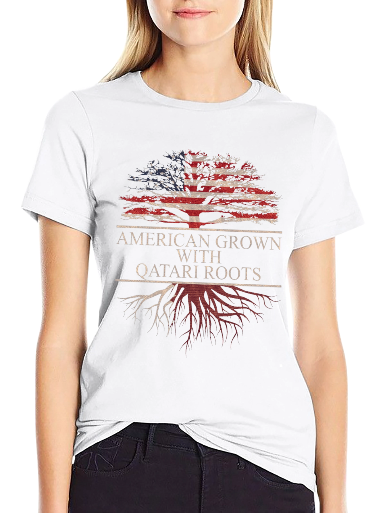 American Grown with Qatari Roots Tree T-Shirt