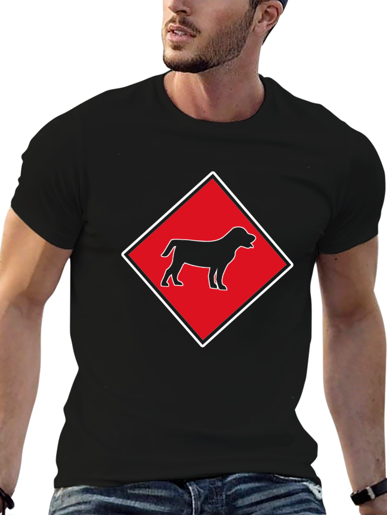 Black Dog Graphic Tee - Diamond Design
