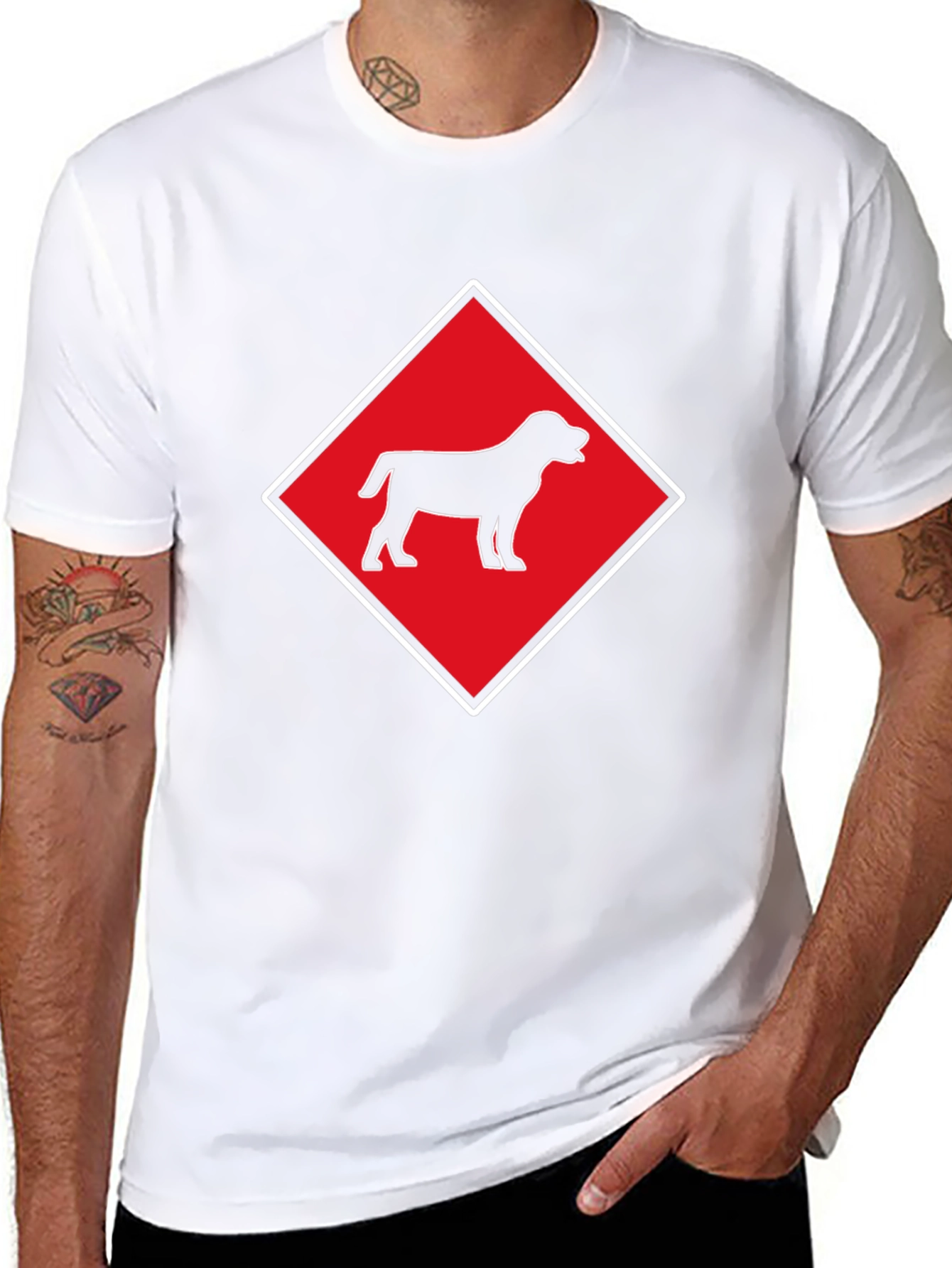 Black Dog Graphic Tee - Diamond Design