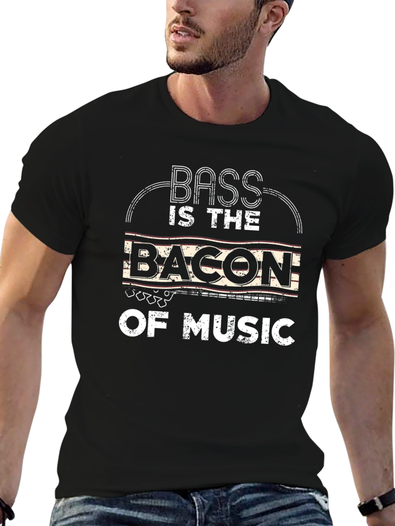 Bass is the Bacon of Music Black T-Shirt