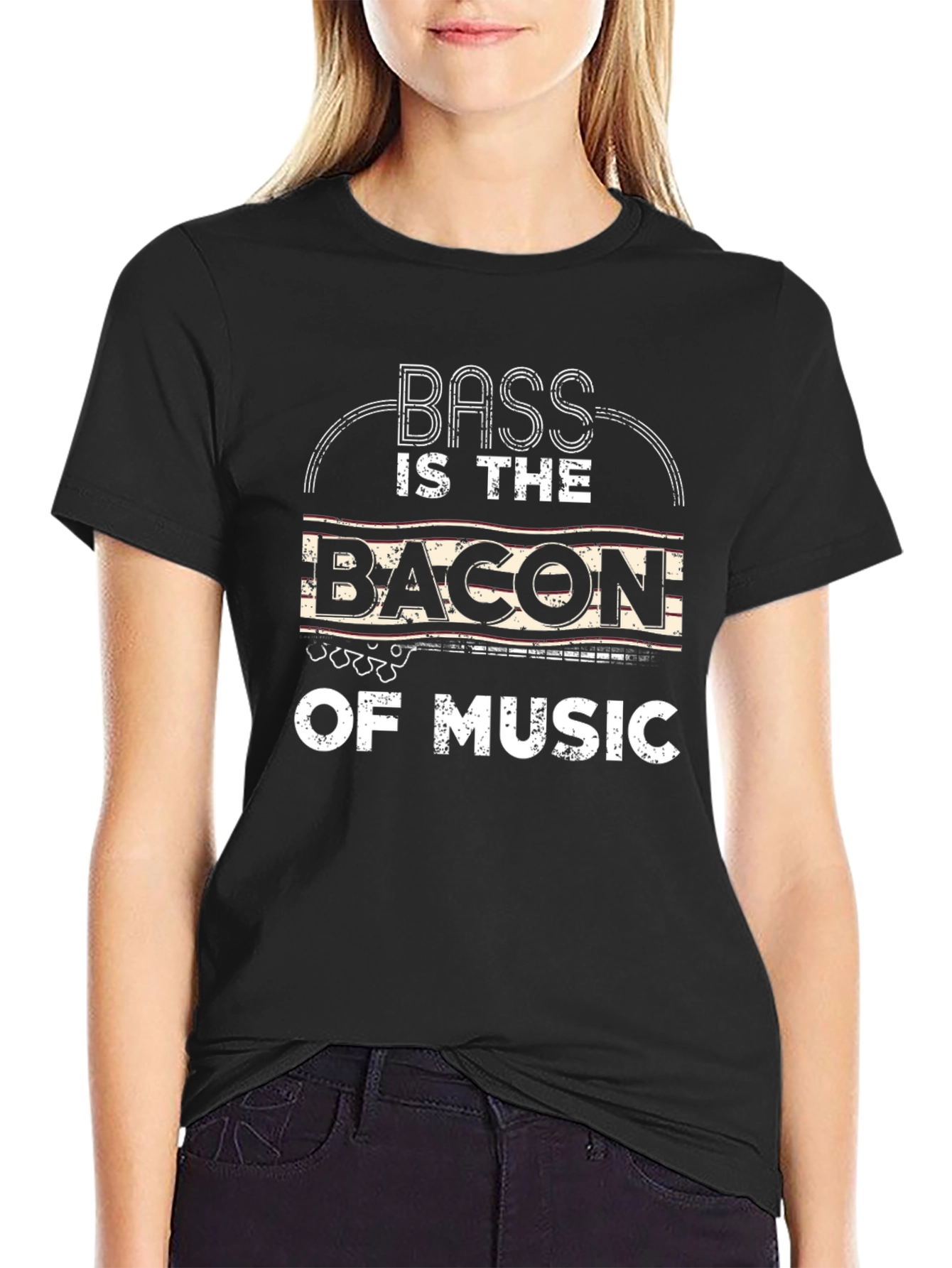 Bass is the Bacon of Music Black T-Shirt