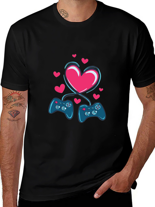 Gamer Love T-Shirt - Matching Controllers Heart Design
