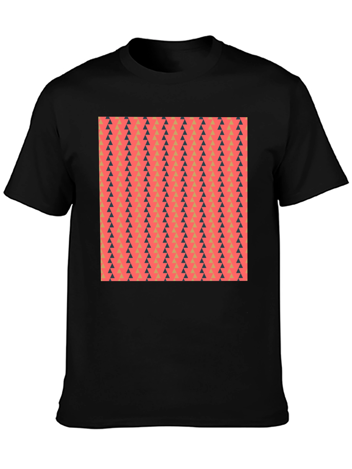 Stylish Triangle Pattern Black T-Shirt