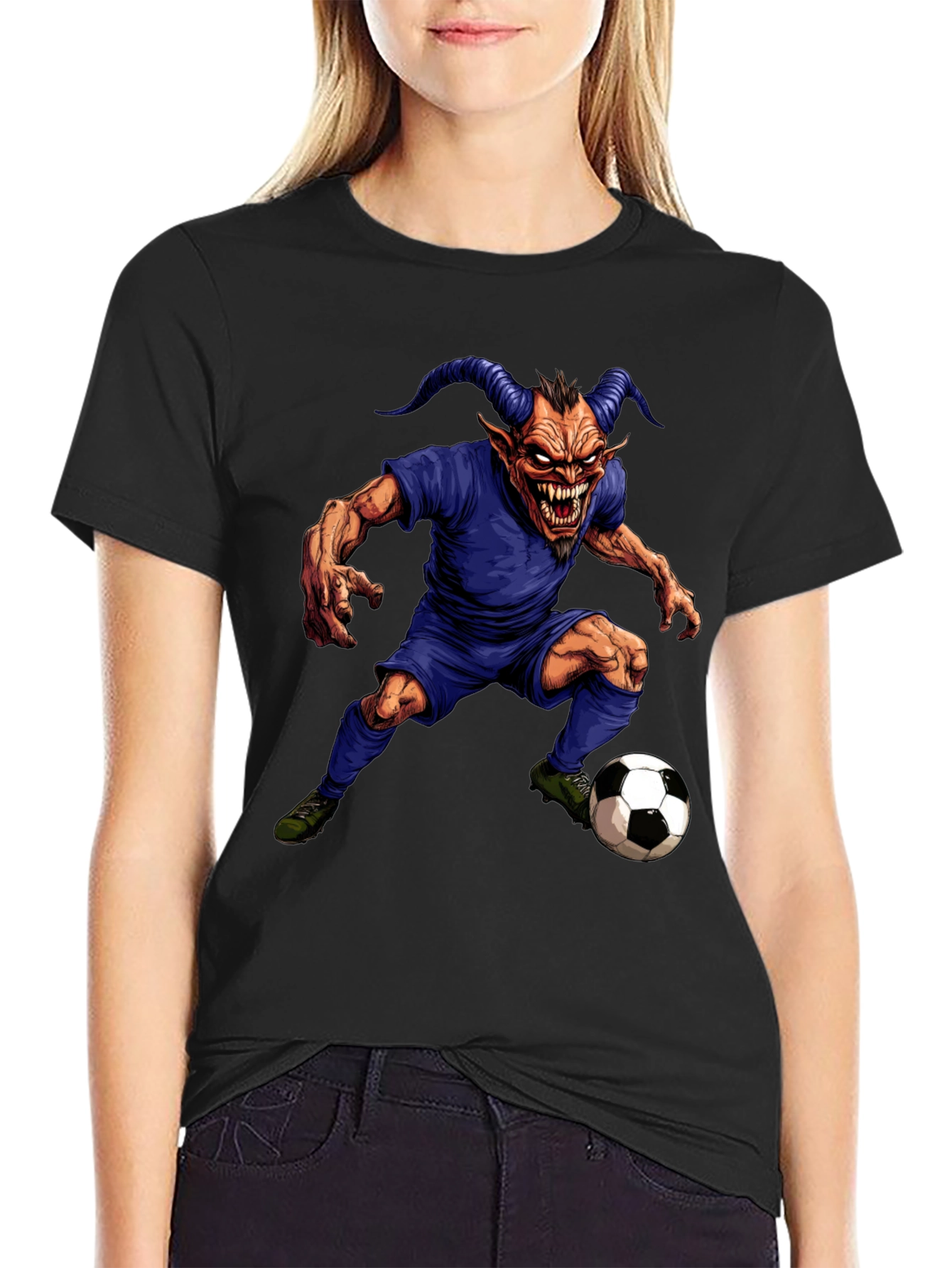Devil Soccer Player Graphic T-Shirt