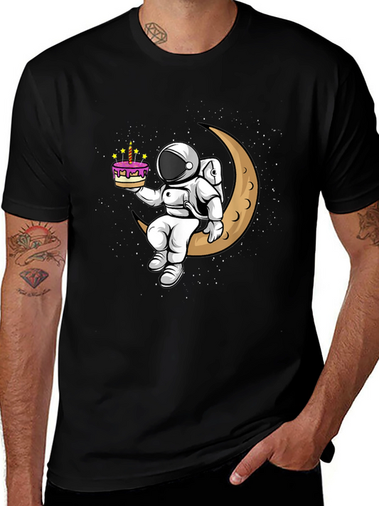 Astronaut on Moon T-Shirt - Birthday Cake Design