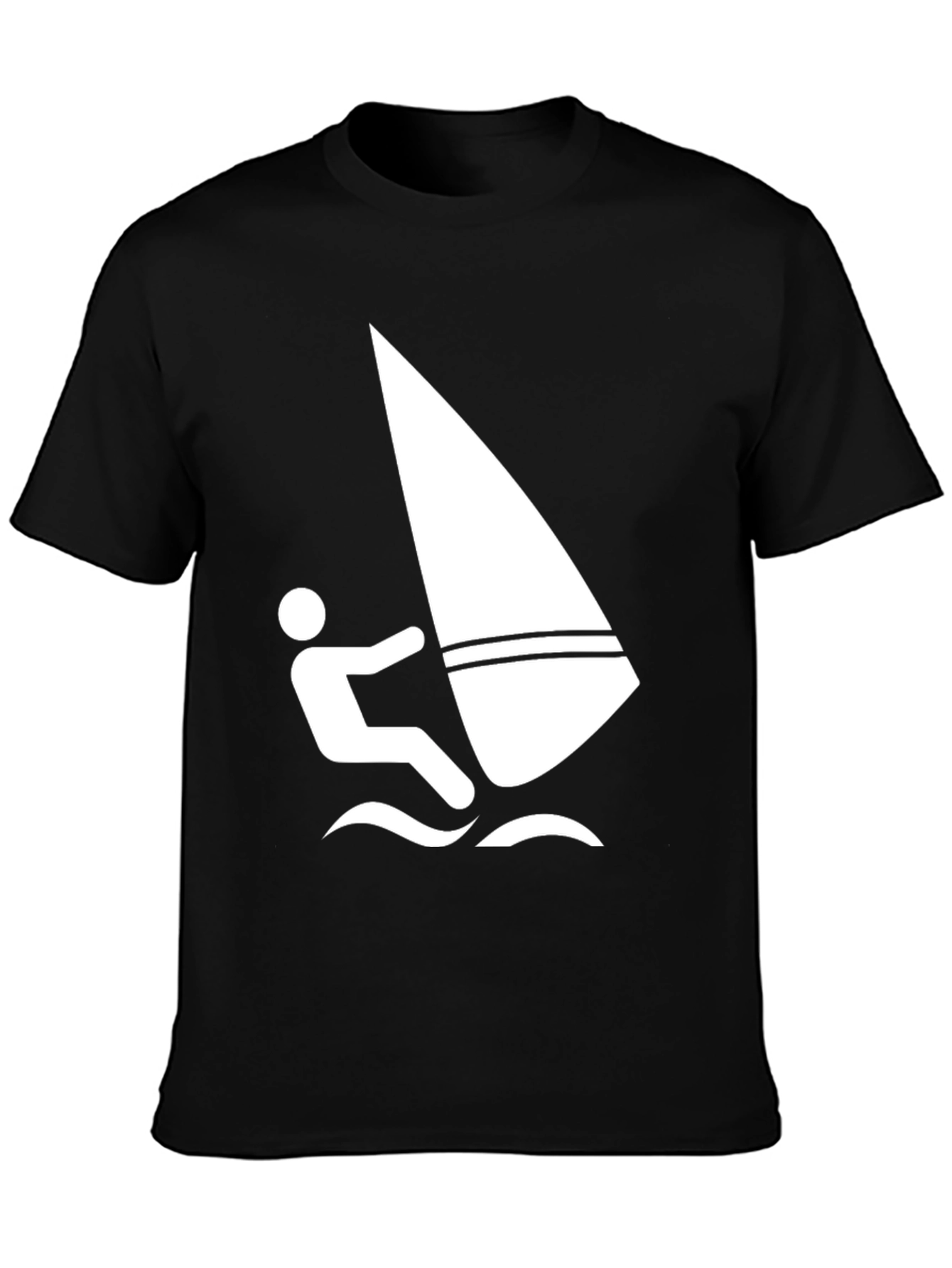 Windsurfing Graphic Tee - Black Cotton T-Shirt