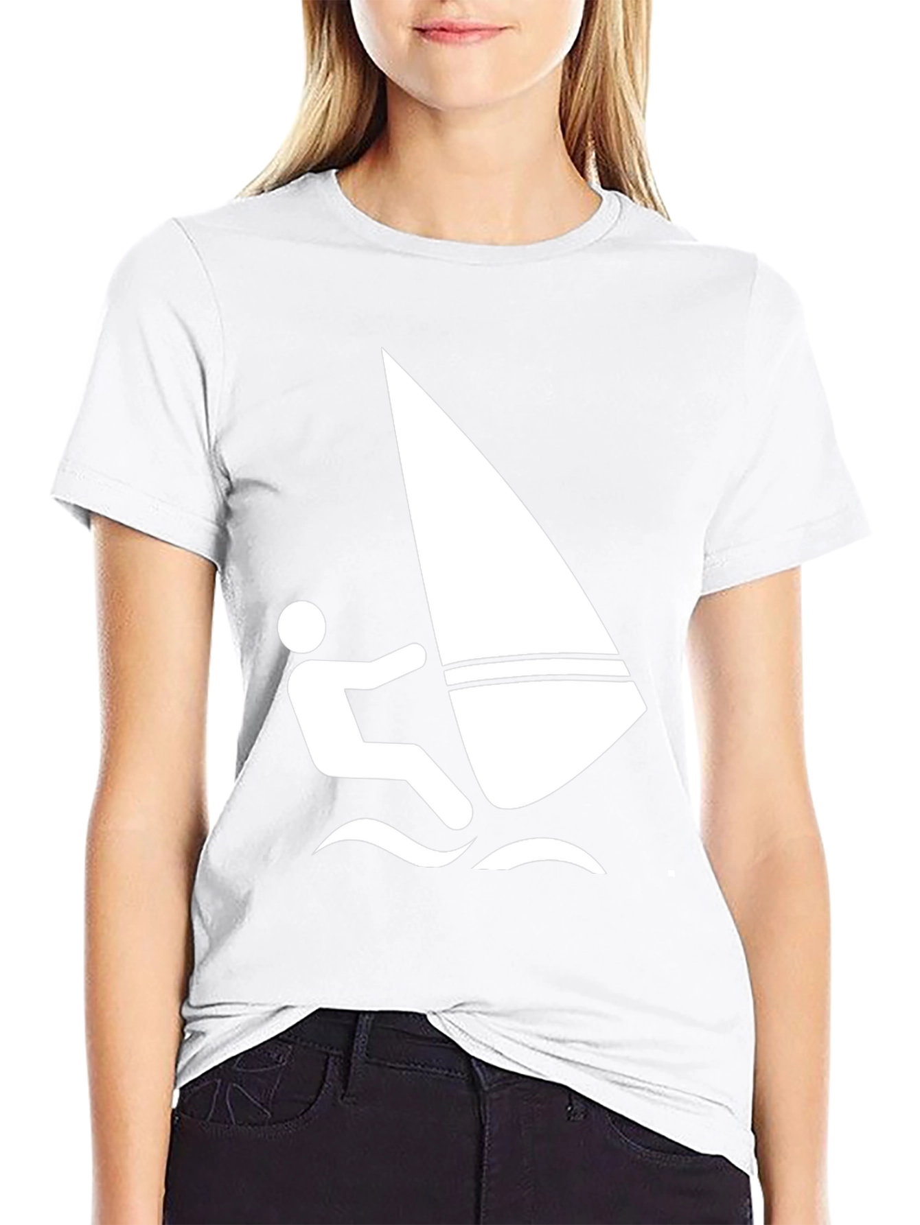 Windsurfing Graphic Tee - Black Cotton T-Shirt