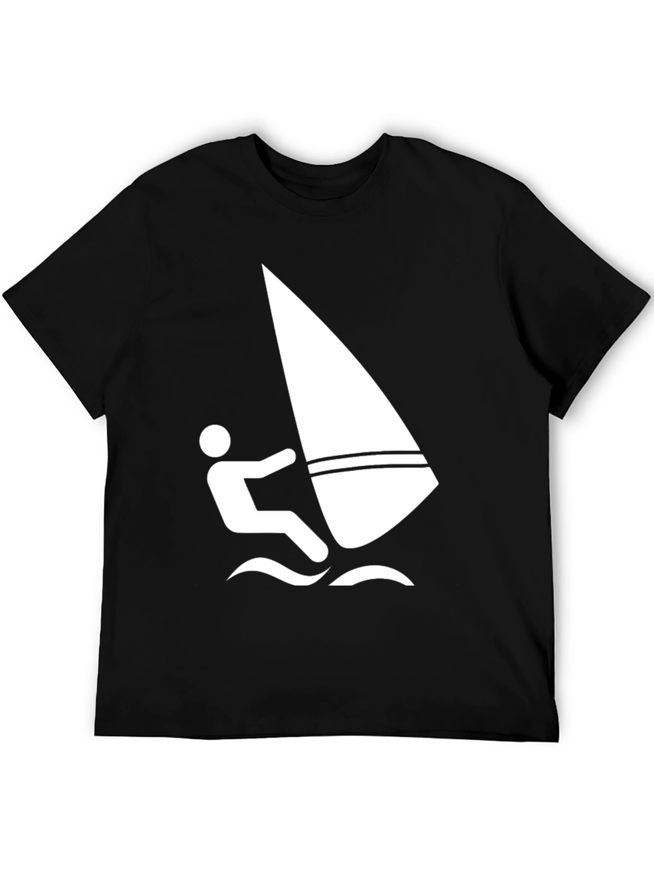 Windsurfing Graphic Tee - Black Cotton T-Shirt