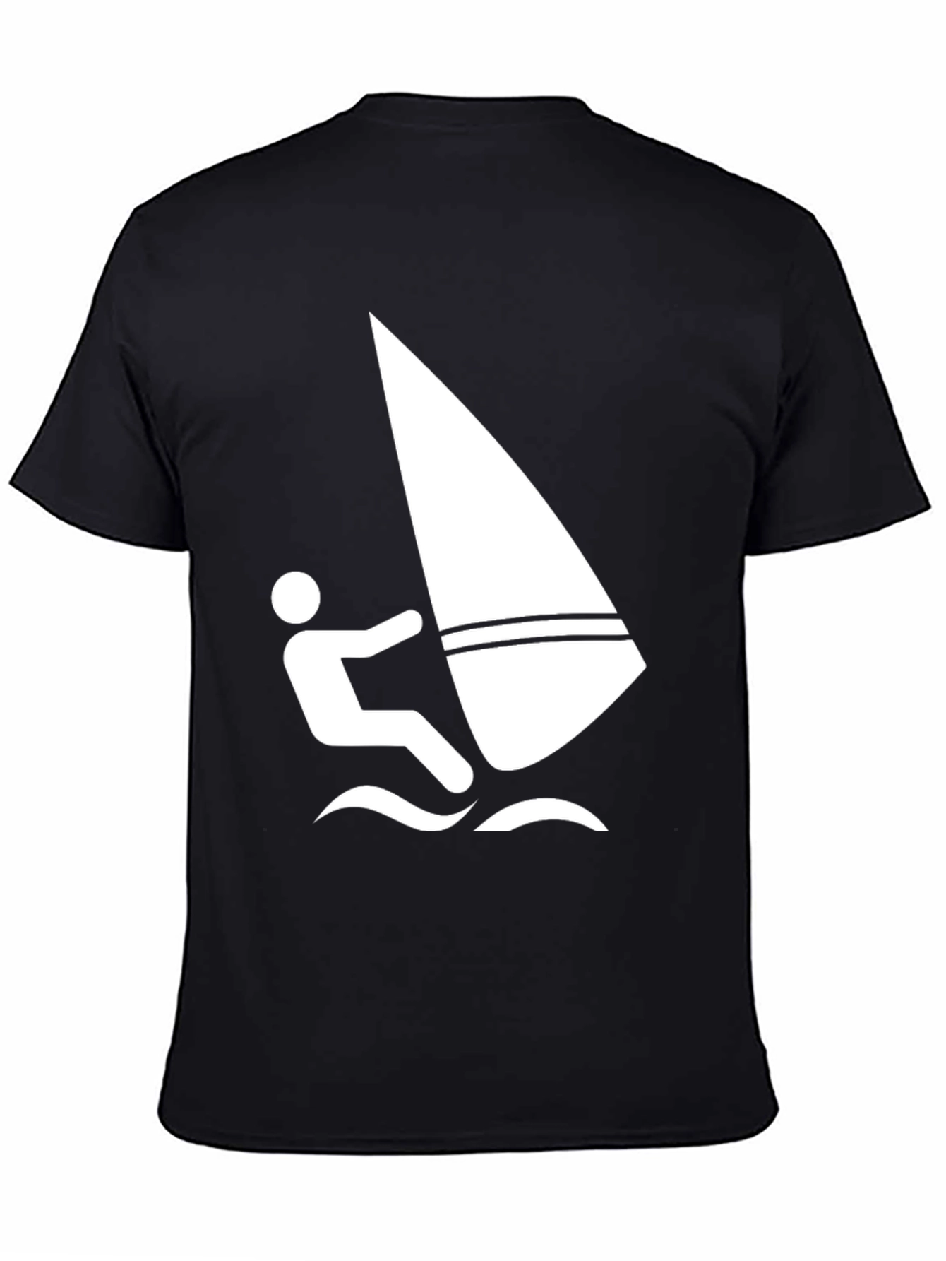 Windsurfing Graphic Tee - Black Cotton T-Shirt