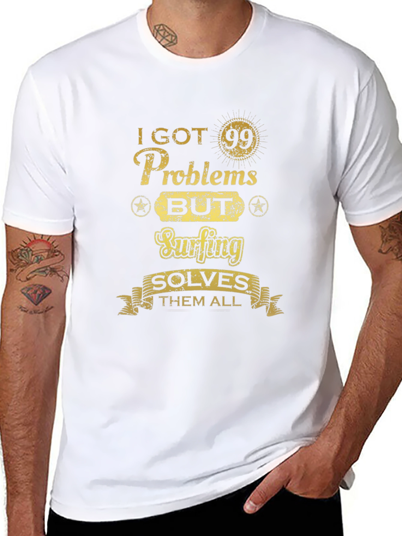 Funny Surfing T-Shirt: 99 Problems Solved by Surfing!
