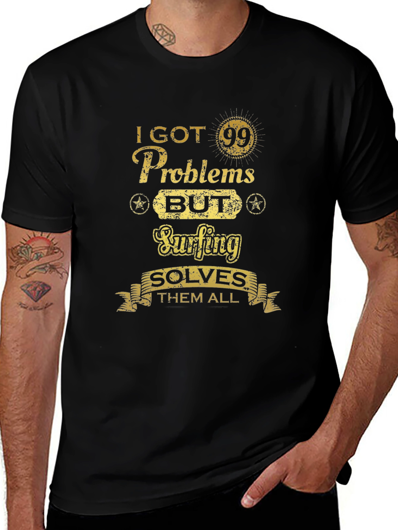Funny Surfing T-Shirt: 99 Problems Solved by Surfing!